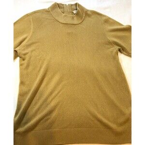 Appleseeds women L Beige/light brown Zip Mock Neck Acrylic Knit Pullover Sweater